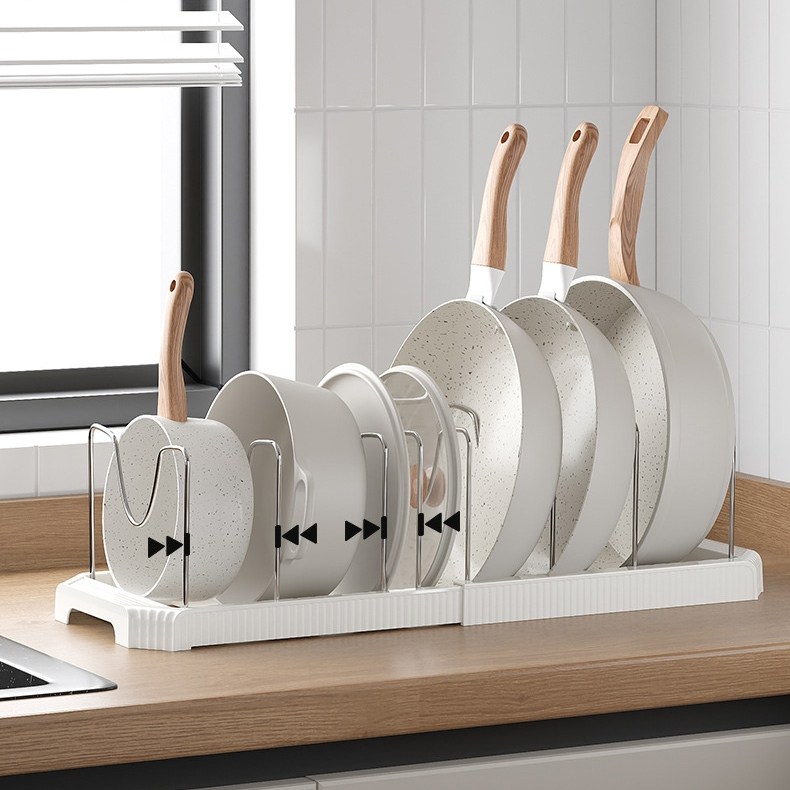 호밍사이 주방 길이조절 확장형 후라이팬 냄비 거치대 정리대 그릇 수납 선반 8,900원