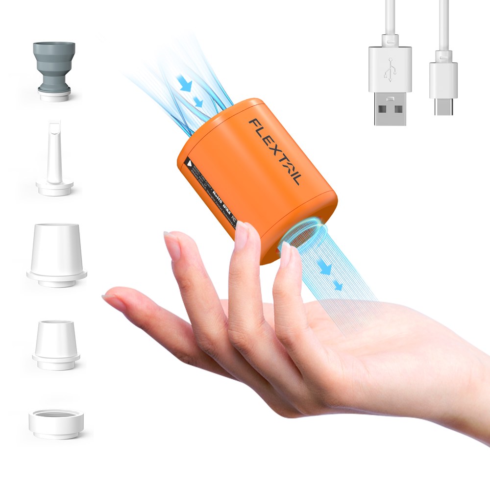 FLEXTAILGEAR 휴대용 공기 펌프, 캠핑 조명, 에어 베드 수면 패드, 수영장 플로트용 1600mAh 배터리, 2X - 4kPa 30,300원