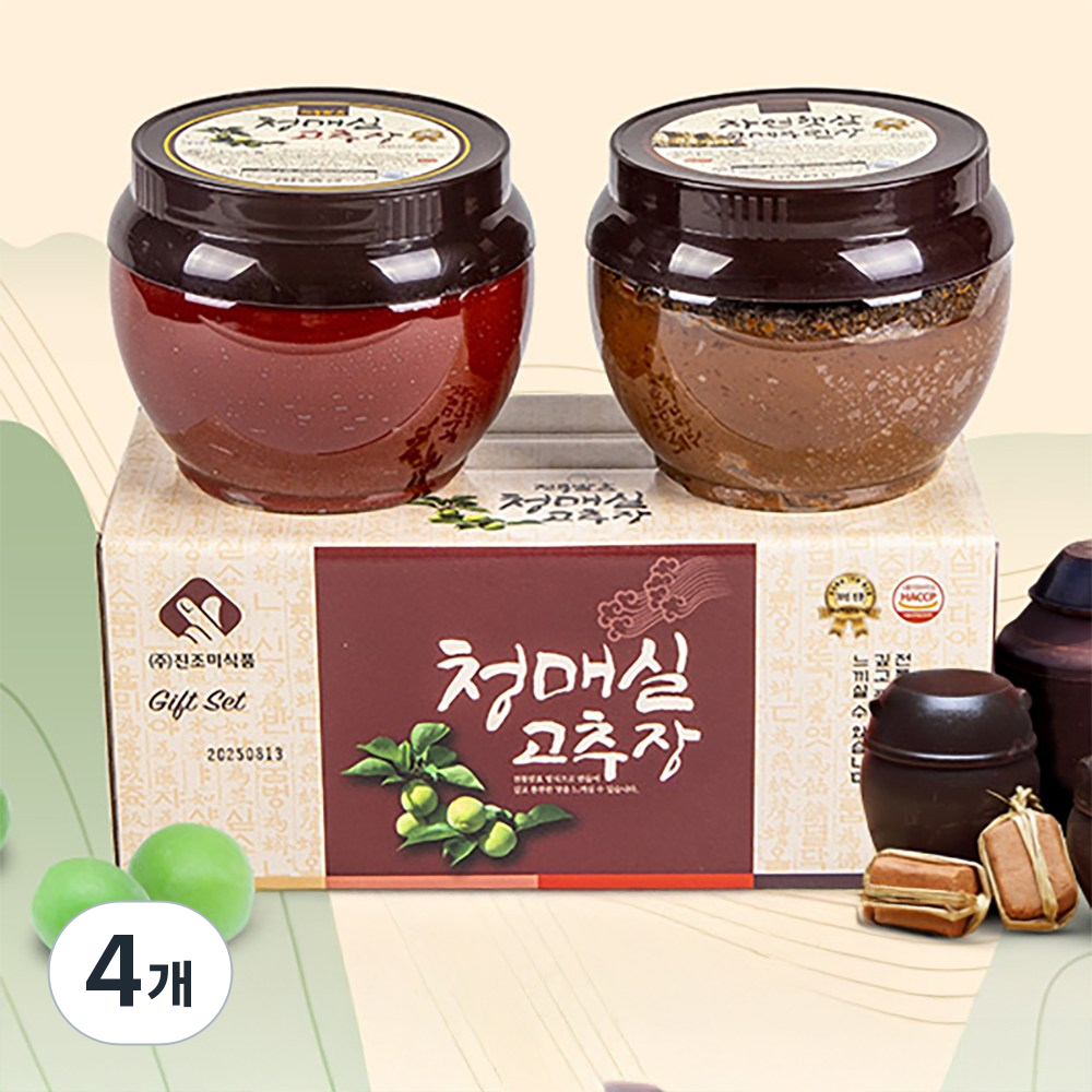 에코인어스 추석 설날 명절 선물 세트 청매실 고추장 콩메주 된장세트, 4개, 1.9kg 107,000원