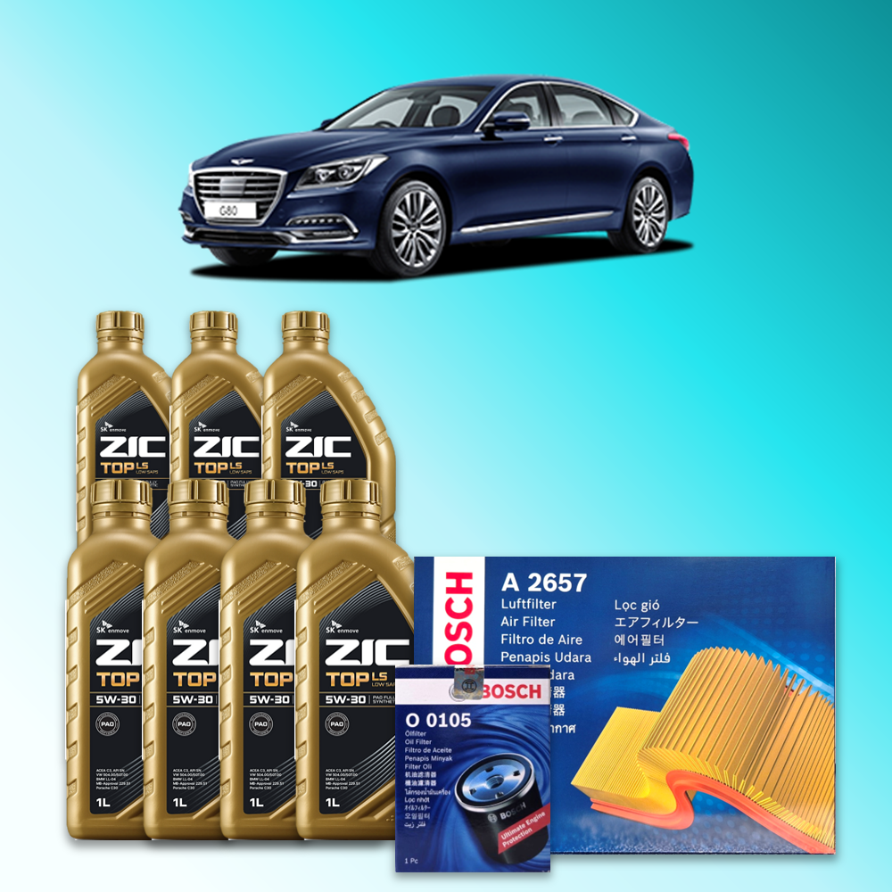 G80 (DH) 3.8 가솔린 엔진오일세트 SK 지크 탑 LS 5W30 (ZIC TOP LS) 119,900원
