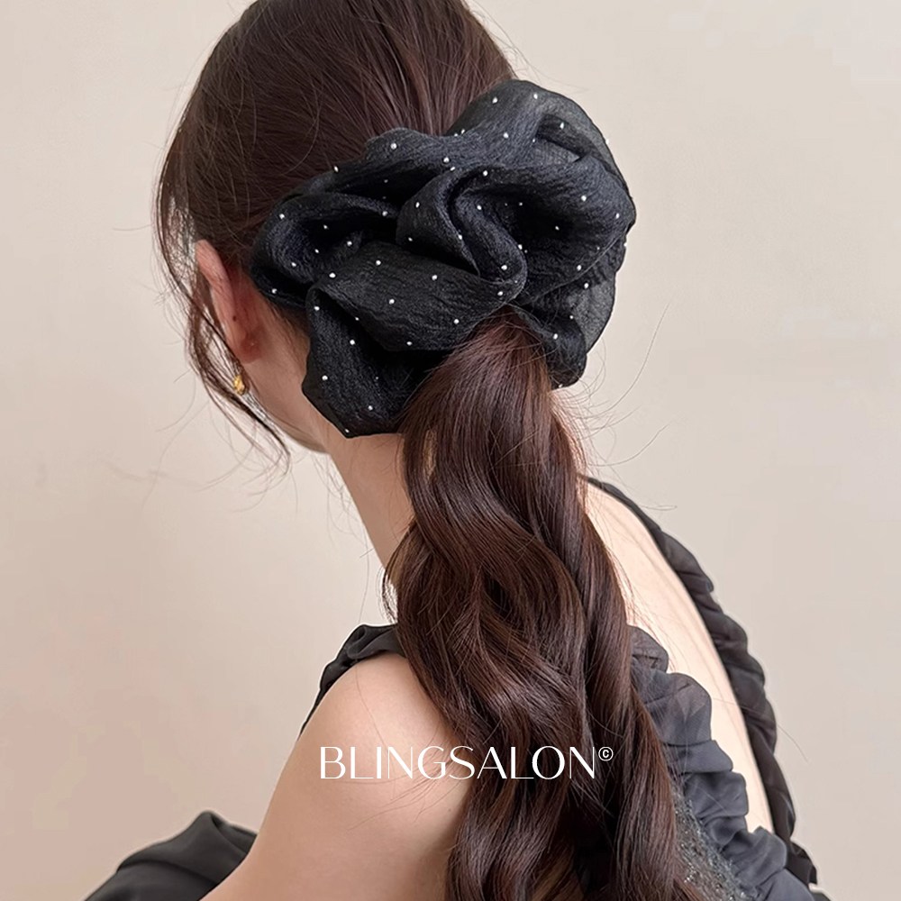 블링살롱 1+1 레이어 실버찡 오간자 빅사이즈 곱창밴드 헤어슈슈 왕 스크런치 머리끈 2컬러세트 셀프웨딩 10,900원