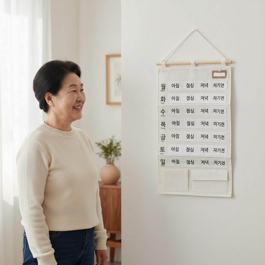 리샷 1주일 약달력 아이보리 네이비 1+1 침해방지 시니어 부모님 약관리 달력, 1세트, 아이보리,네이비 25,000원