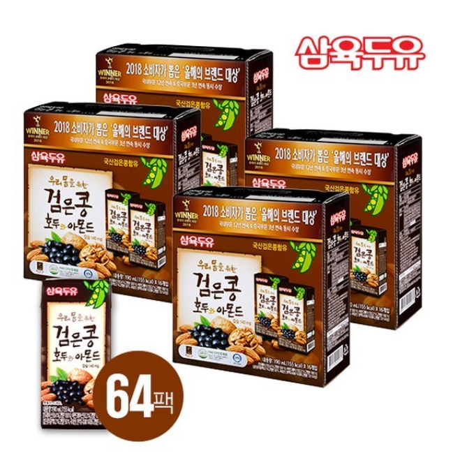 삼육식품 검은콩 호두와 아몬드(190ml) 총 64팩 44,710원