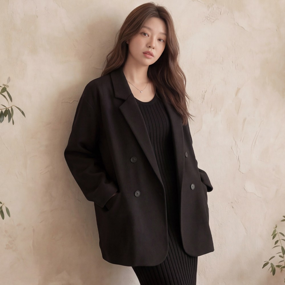 키크온 여성 오버핏 더블 테일러드 자켓 빅사이즈 봄가을용 긴소매 폴리에스터 32,900원