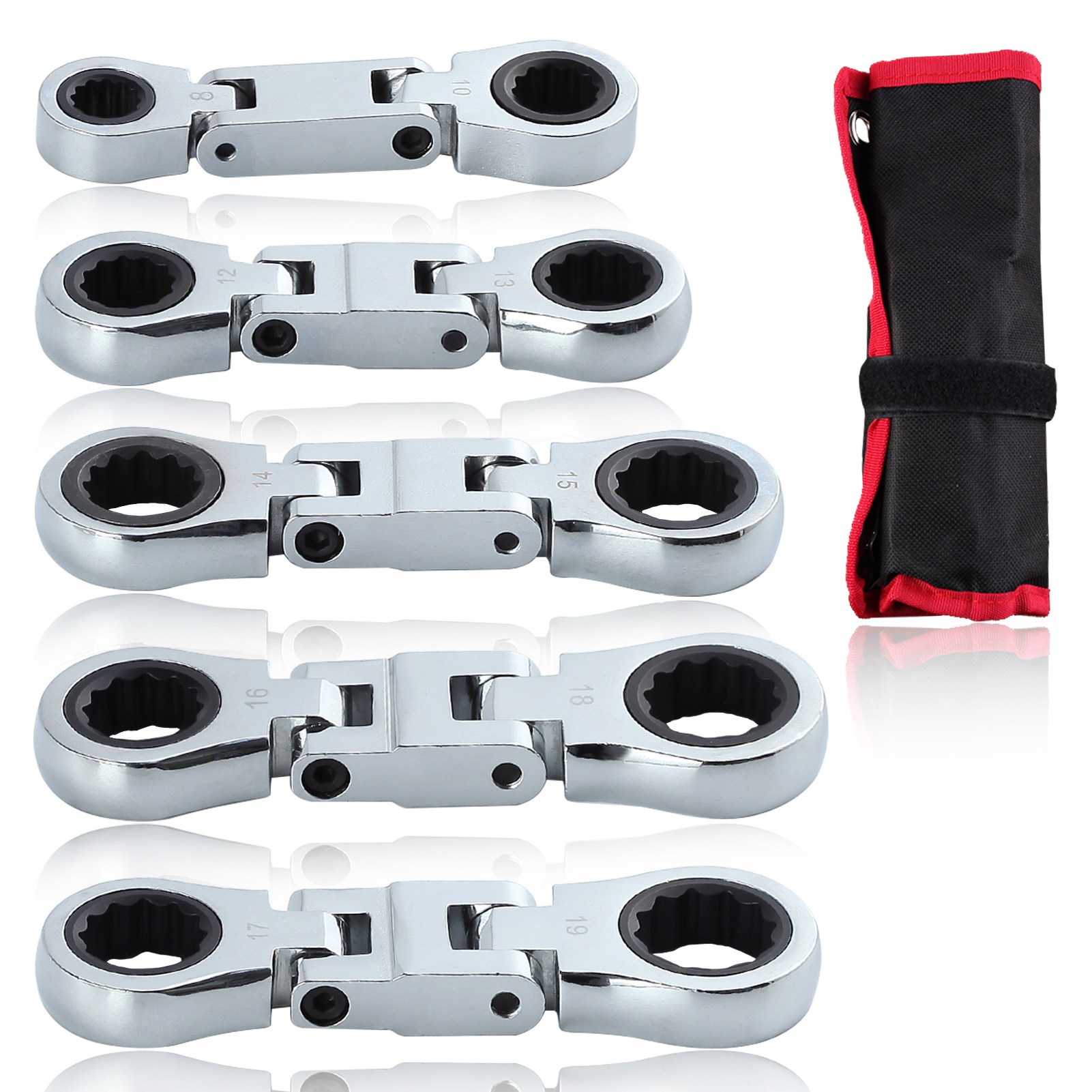 SPEEDWOX 5P 미니 플렉스 헤드 더블박스 래칫 렌치 세트 (8*10mm, 12*13mm, 14*15mm, 16*18mm, 17*19mm) 나노 메트릭 콤비네이션 스패너, 5개 47,850원