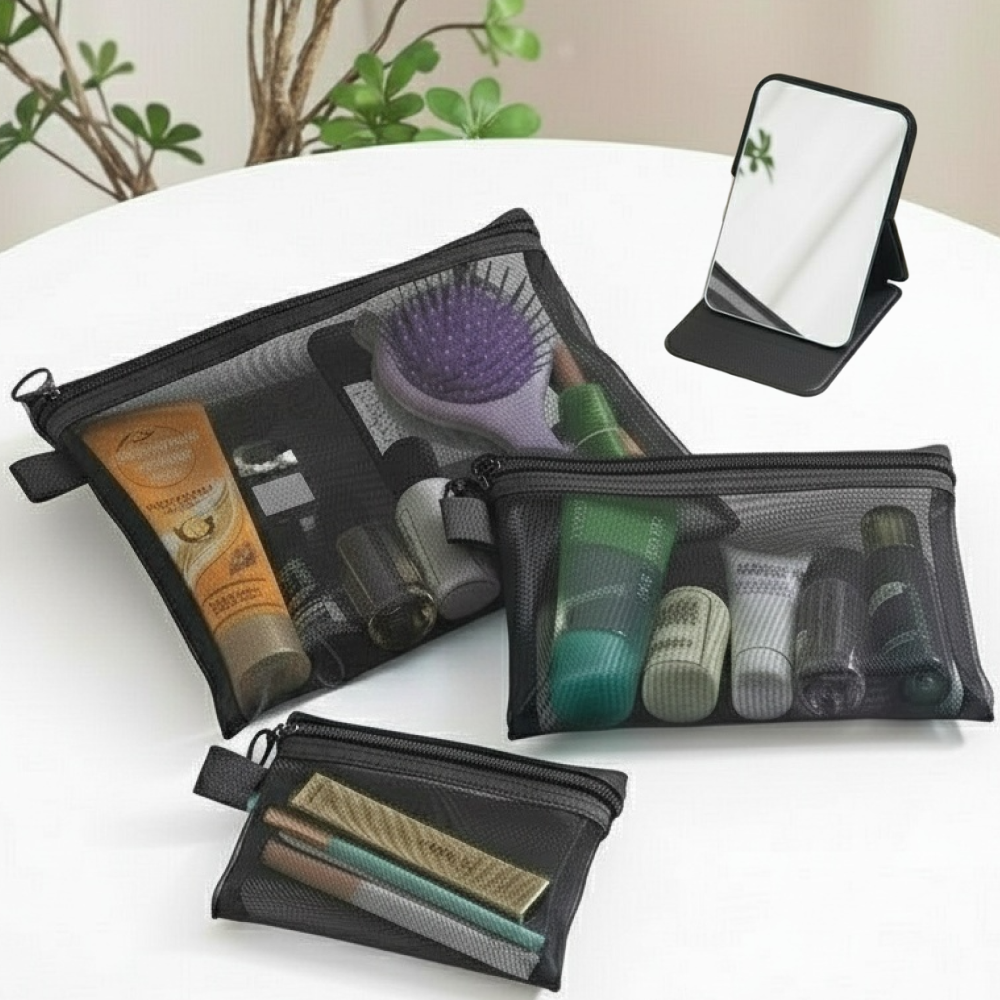 벨리안 여행용 화장품 파우치 + 손거울 세트 3,430원