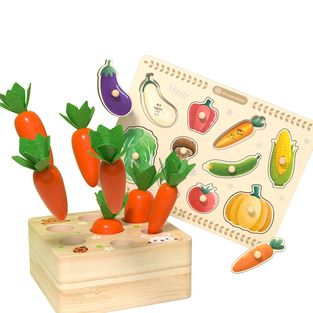 고려베이비 도형끼우기 크기분별 당근뽑기 돌 두돌 아기장난감 원목 유아 교구 26,500원