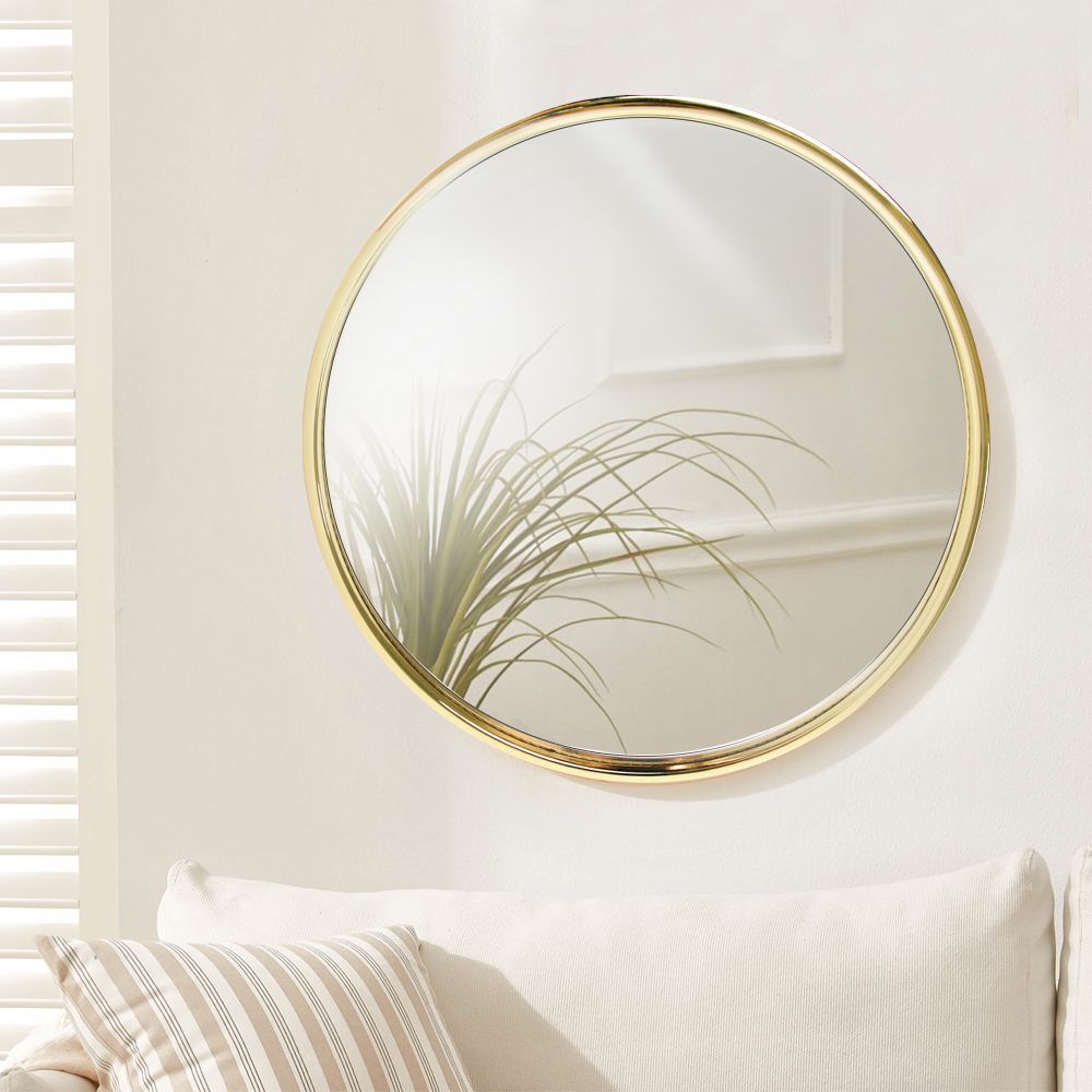빌라드하우스 글리밍 원형 도금 인테리어 욕실 화장대 벽거울 60 x 3 cm, 골드 63,000원