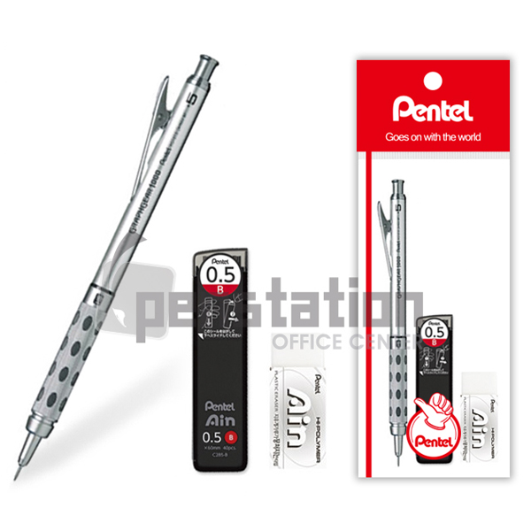 펜텔 그래프기어 0.5mm 샤프+샤프심C285+지우개 세트 19,500원
