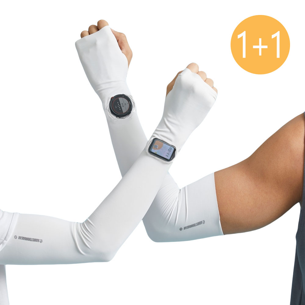 [1+1] 암스트롱기어입체설계 고탄력 프리미엄 기능성 자외선차단 손등커버 워치홀 시계홀 쿨토시 러닝 팔토시 스판덱스 원사, 블루, 2개 16,500원