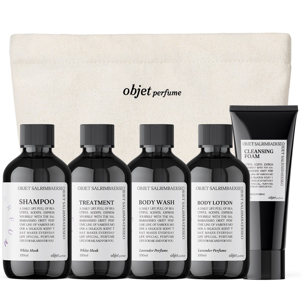 살림백서 오브제 여행용 세면도구 어메니티 5종 세트 트래블키트 샴푸 바디워시 린스 폼클 12,900원