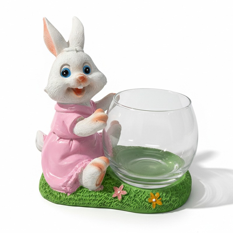LANO 귀여운 토끼 수경 화분 인테리어 소품 핑크 S 17,500원