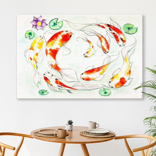 황금 잉어 붕어 연꽃 그림 캔버스 액자 생기 재물 금전 행운 합격운 인테리어 수채화 155,000원