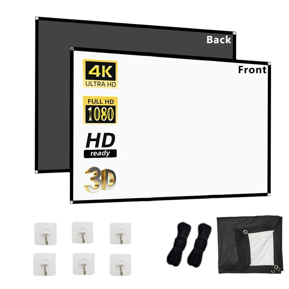 VEIDADZ 가정용 주름방지 고밀도 폴리에스터 빔프로젝터 스크린 휴대용 흑색 배면층 12,260원
