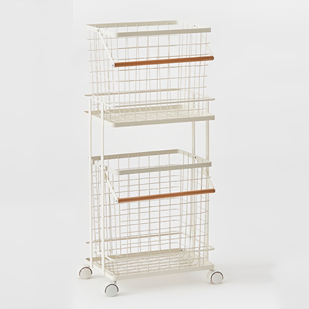 한샘 컴포트 와이어 햄퍼 빨래바구니 2단, 화이트 + 우드 57,900원