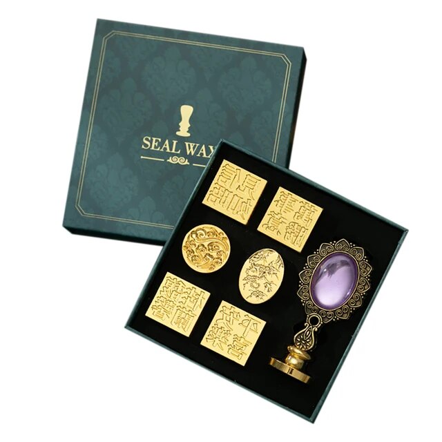 실링왁스세트 골동품 깃털 딥 펜 잉크 세트 왁스 씰링 스탬프 키트, 캘리그라피 펜, 글자 작가 필기 인감, 8.Seal Stamp Set I 27,100원