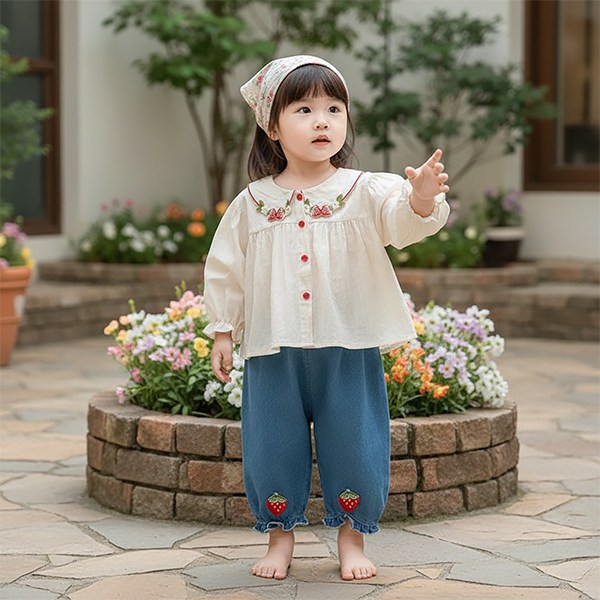 몽실이 베리 블라우스 여아 상하복 유아복 아동복 여아 외출복 피크닉 봄 가을 간절기 데님팬츠 28,900원