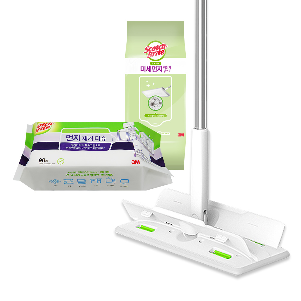쓰리엠 표준형 올터치 더블액션 막대걸레 + 쓰리엠 먼지 정전기 청소포 60매 + 먼지 제거 티슈 90매 65,000원
