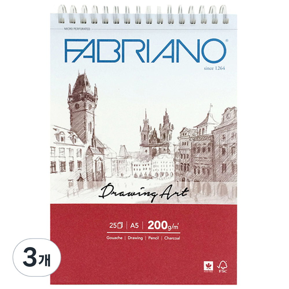 파브리아노 드로잉아트 스케치북 CS01 상단스프링 200g 화이트 25매 9,700원
