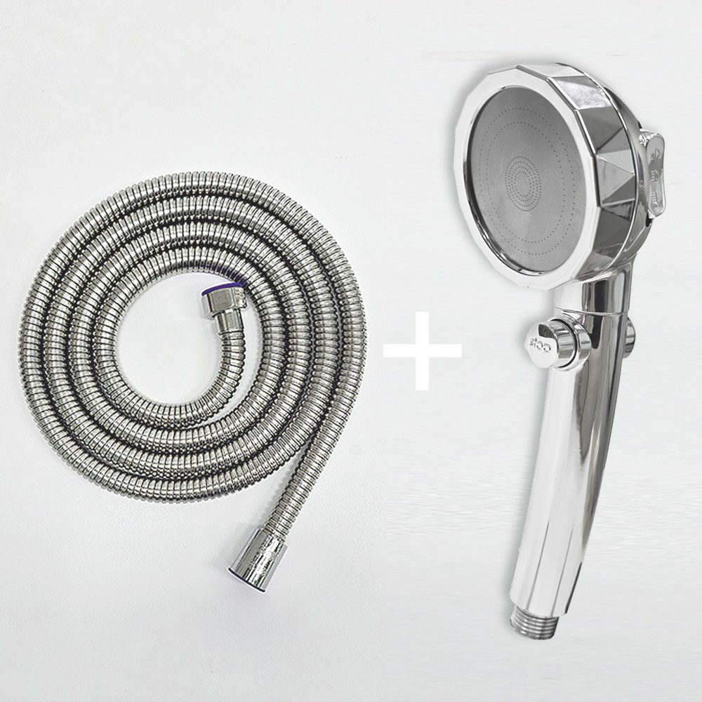베스트아이템 샤워기헤드+샤워줄2m 프리미엄 3단조절 스탑앤고 절수 수압상승 스테인레스, 1개 9,900원
