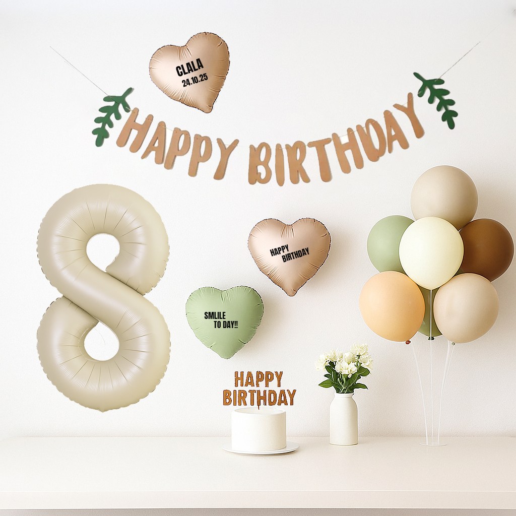 해피제이니 생일 파티 풍선 용품 세트 가랜드 숫자 생일상 (이름 레터링 포함), 1세트, 크림 숫자풍선 8 11,900원