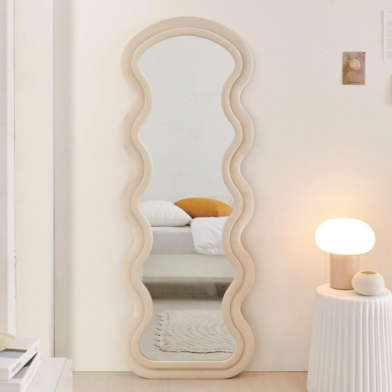브리에 인테리어 현관 와이드 스탠드거울 웨이브 물결 비정형 전신거울 4COLOR, 01.물결 전신거울 600 아이보리 80,500원