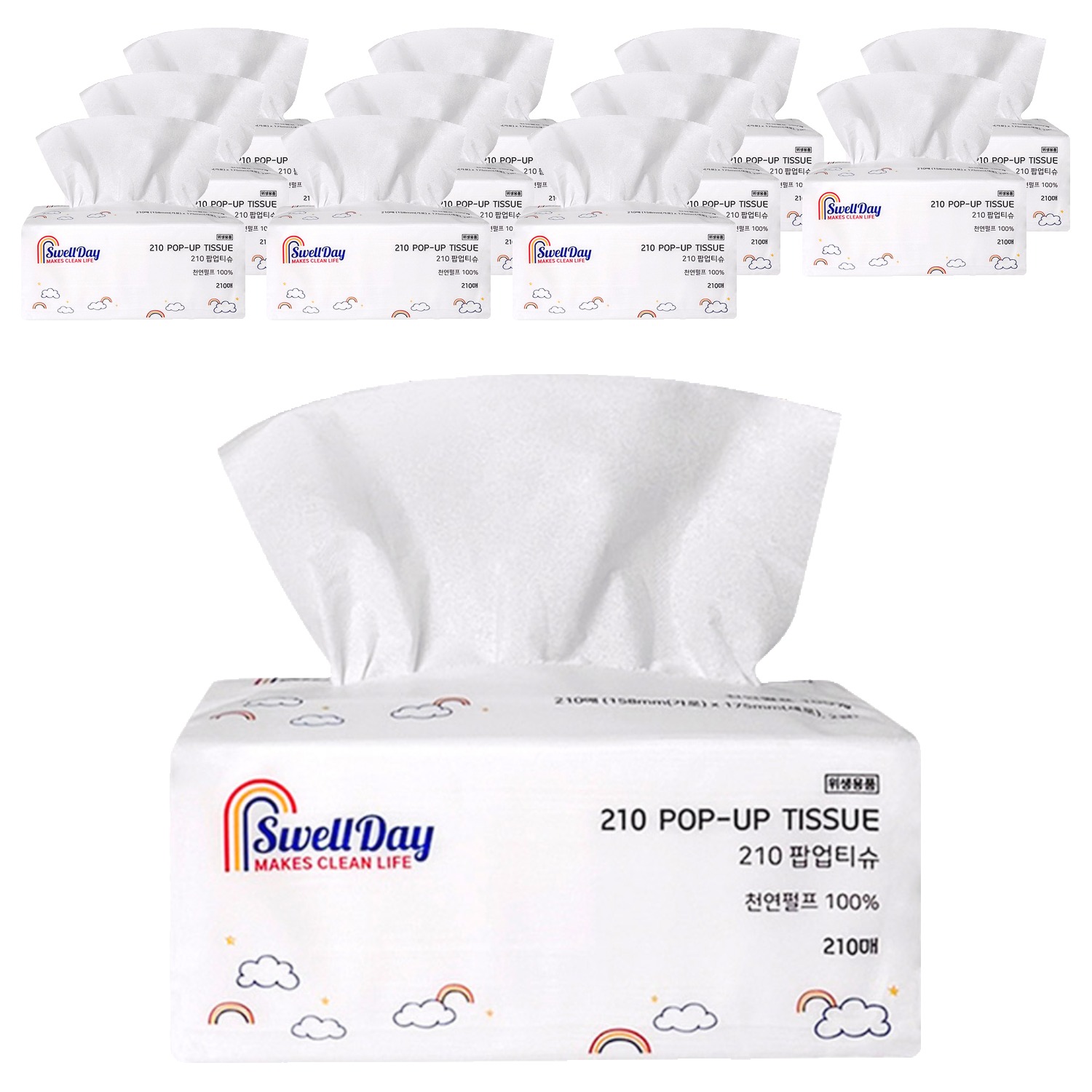 스웰데이 210 팝업 천연펄프 미용티슈 2겹 12,900원