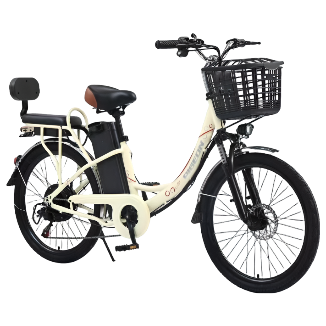 FluxBike 탈착형 리튬 배터리 전기자전거 26인치 24인치 휠 전동 출퇴근 가성비, 26인치 베이지, 하이텐강 647,900원