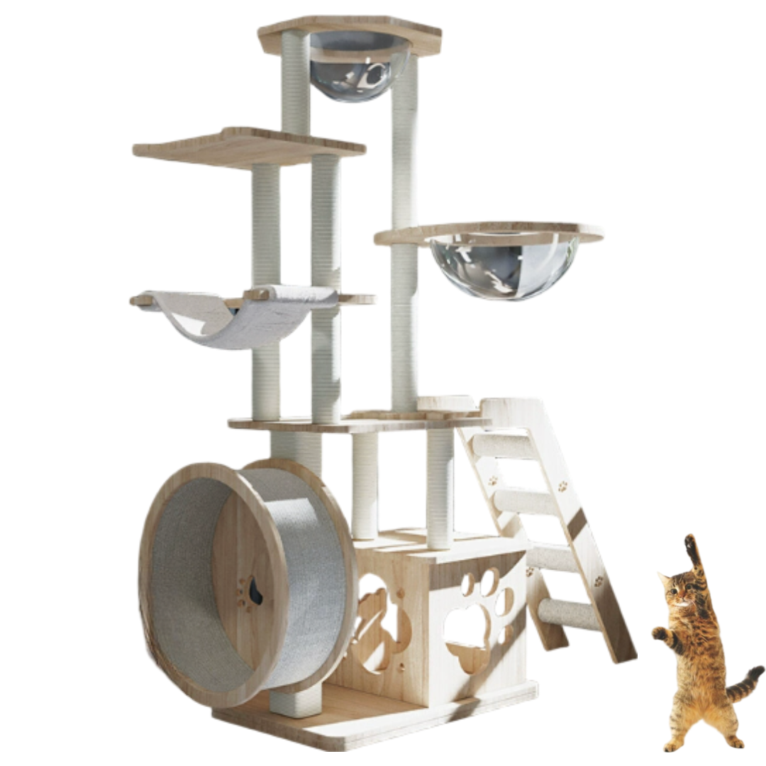 이센시아 트레드밀 캣타워 고양이켓타워 원목 고양이빌라 놀이터, 1개, 트래드밀모델(우드기둥+캡슐+일반계단) 360,000원