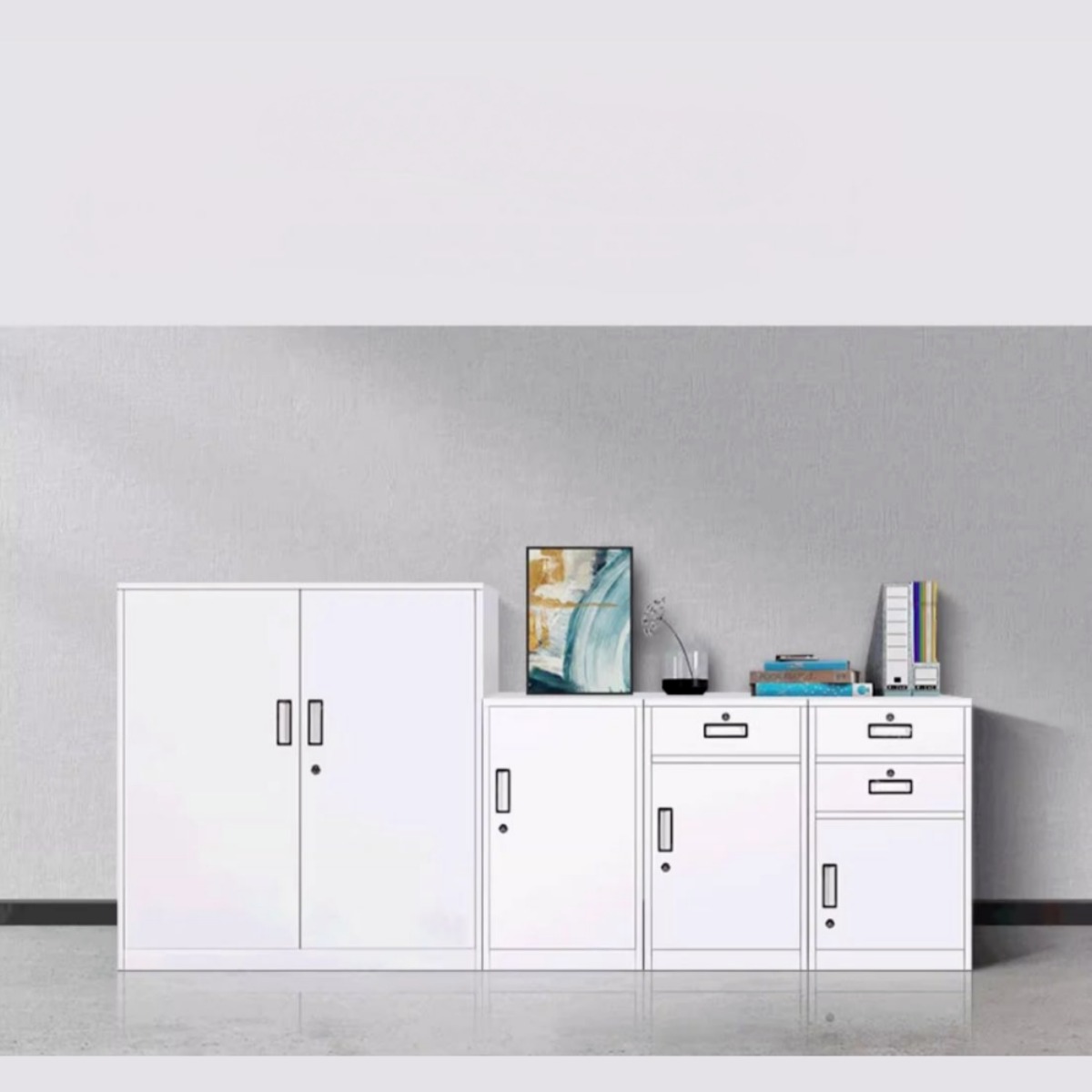 퀵퍼니처 철제 서랍장 수납장 캐비넷 조립후 배송되는 완성형 깔끔한 사무실 가구 책상 사무용 290,000원