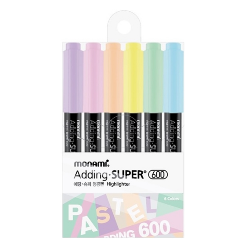 모나미 에딩슈퍼 형광펜 600 6색 낱색 클립 5색 세트 23,800원