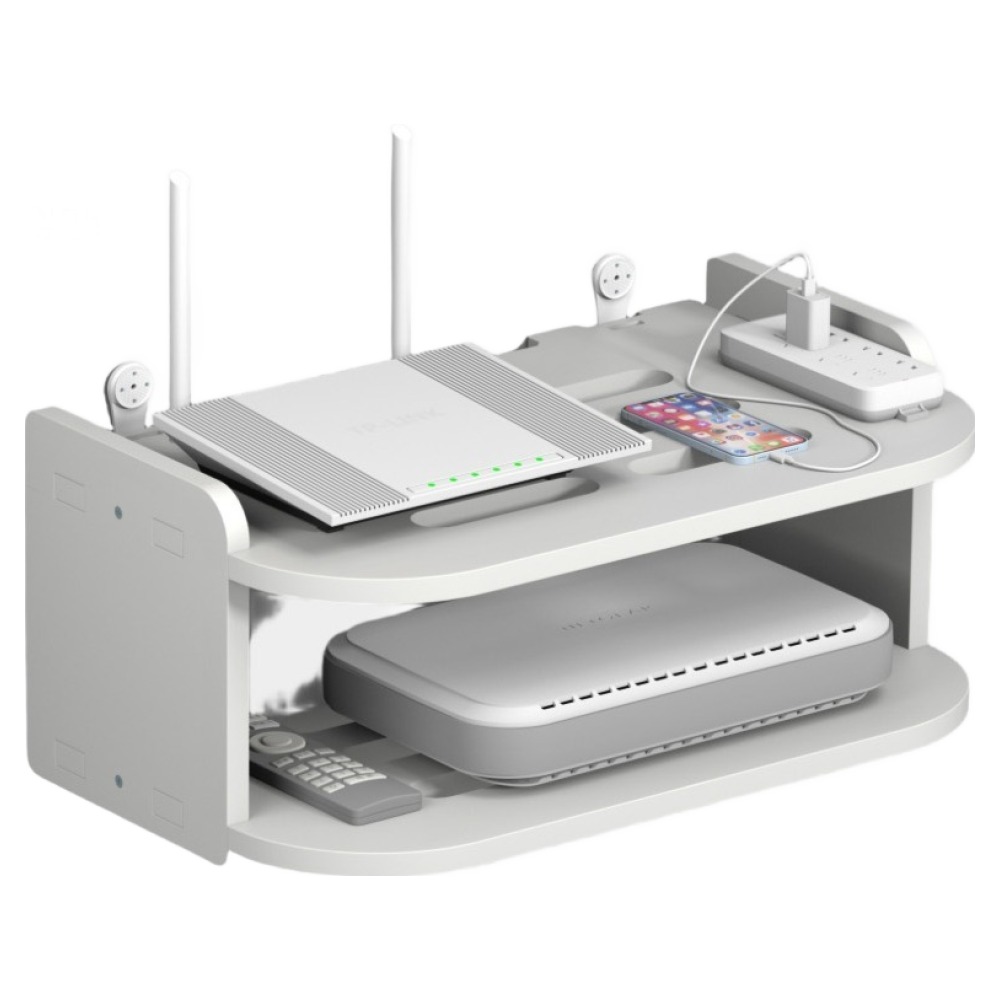 아워웍스 무타공 벽걸이 공유기 셋톱박스 수납 선반, 화이트, 2단 8,400원