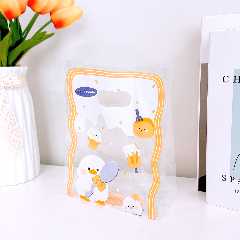 꼬모멜로소 손잡이 투명 비닐 쇼핑백 간식 포장 비닐백, 50매, 2.러블리디저트, 현재가 10,870원