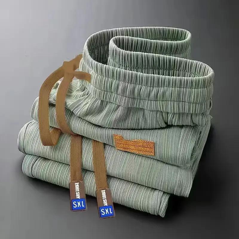 여름 아이스 실크 와이드 팬츠 남성 루즈핏 드레이프 학생 캐주얼 팬츠 다용도 스트레이트 긴 바지 해변 운동 바지 얇은 스타일 12,860원