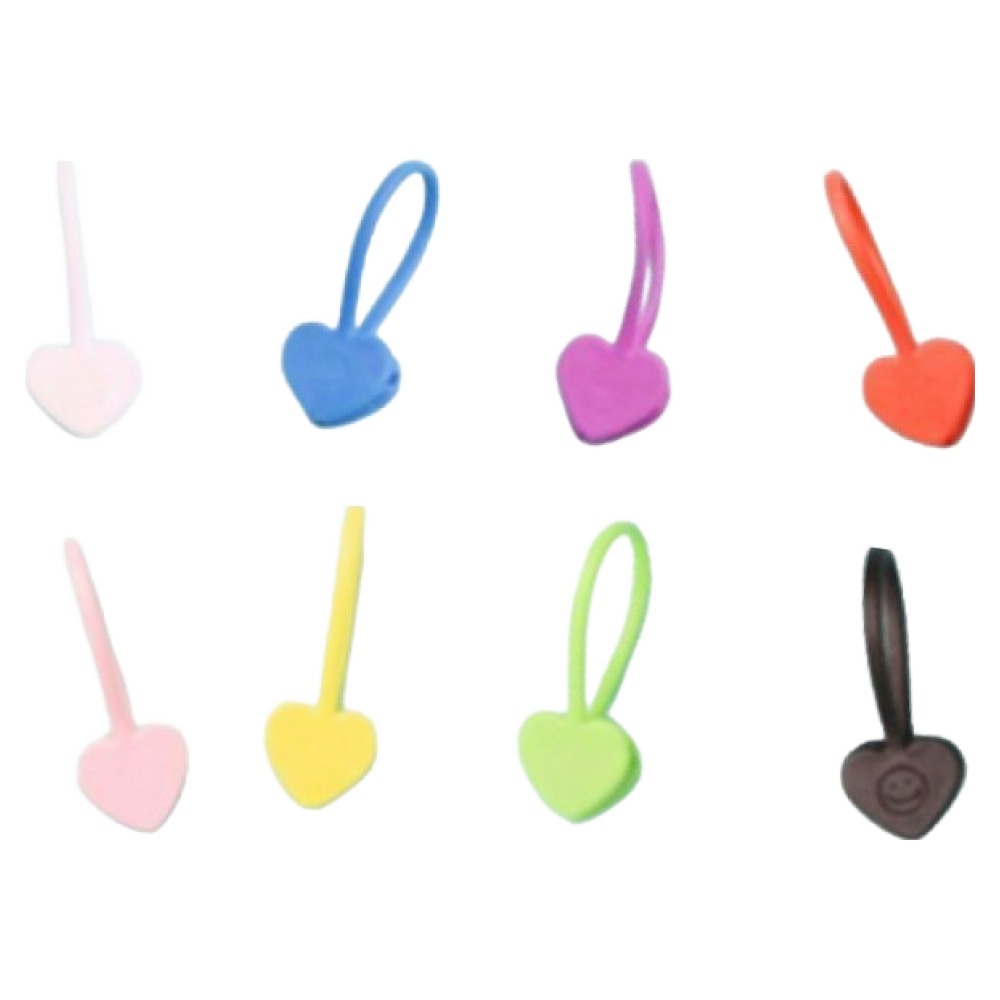 프렌지 실리콘 자석 색깔별 하트 케이블타이 8종 세트, 울트라 블랙, 러블리 핑크, 레몬 옐로, 마린 블루, 크림 화이트, 프레시 그린, 인디안 레드, 바질 퍼플, 1세트 6,600원