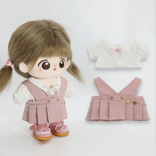 모카돌 20cm 솜인형 옷 오버롤 원피스 + 블라우스 세트 12,800원