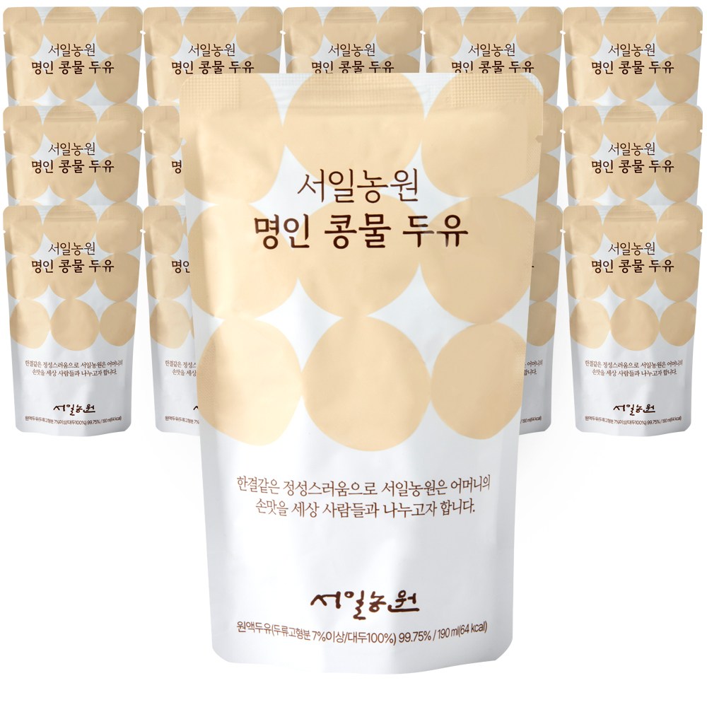 서일농원 서분례 콩물 두유 무가당 국내산 콩국수 임산부두유 한끼대용, 15개, 190ml 28,900원