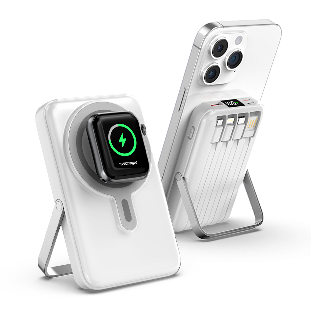 THOUSTA 맥세이프 대용량 보조배터리 고속충전 PD22.5W 거치대 케이블 일체형 무선 배터리 10000mAh 20,800원