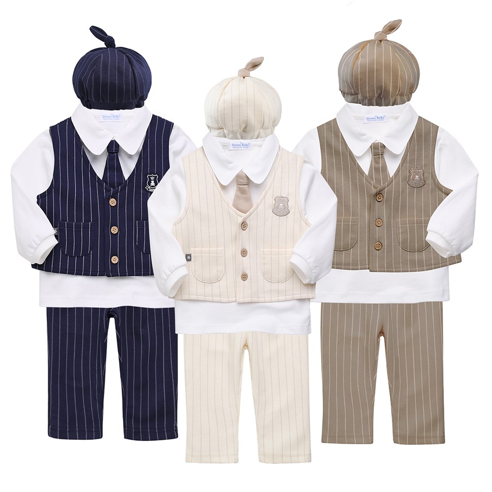 그린베베 국내생산 봄가을 영유아용 심플라인 조끼 남아정장 5종세트 34,300원