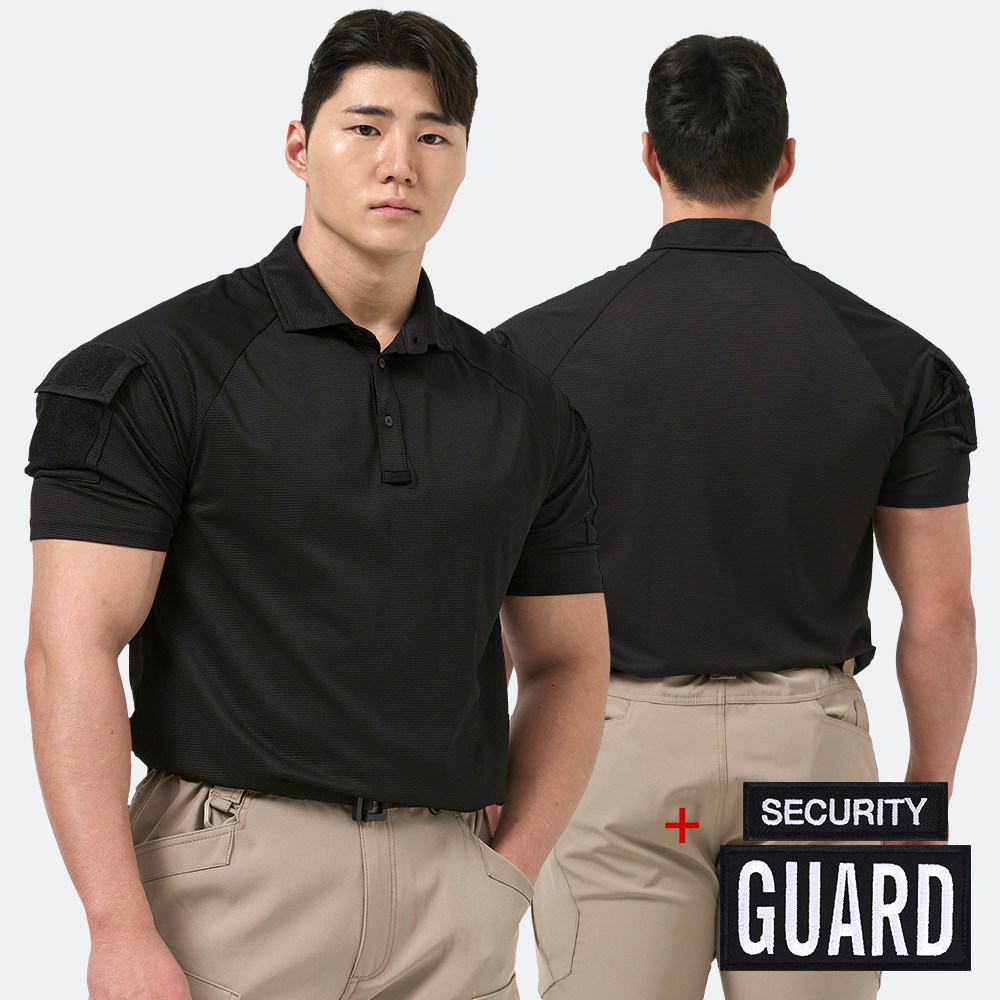 경호 택티컬 셔츠 아머 전술 반팔 카라 티셔츠 + 시큐리티 가드 패치 - 가드 보안 시큐리티 스태프 강철부대 안전 39,900원