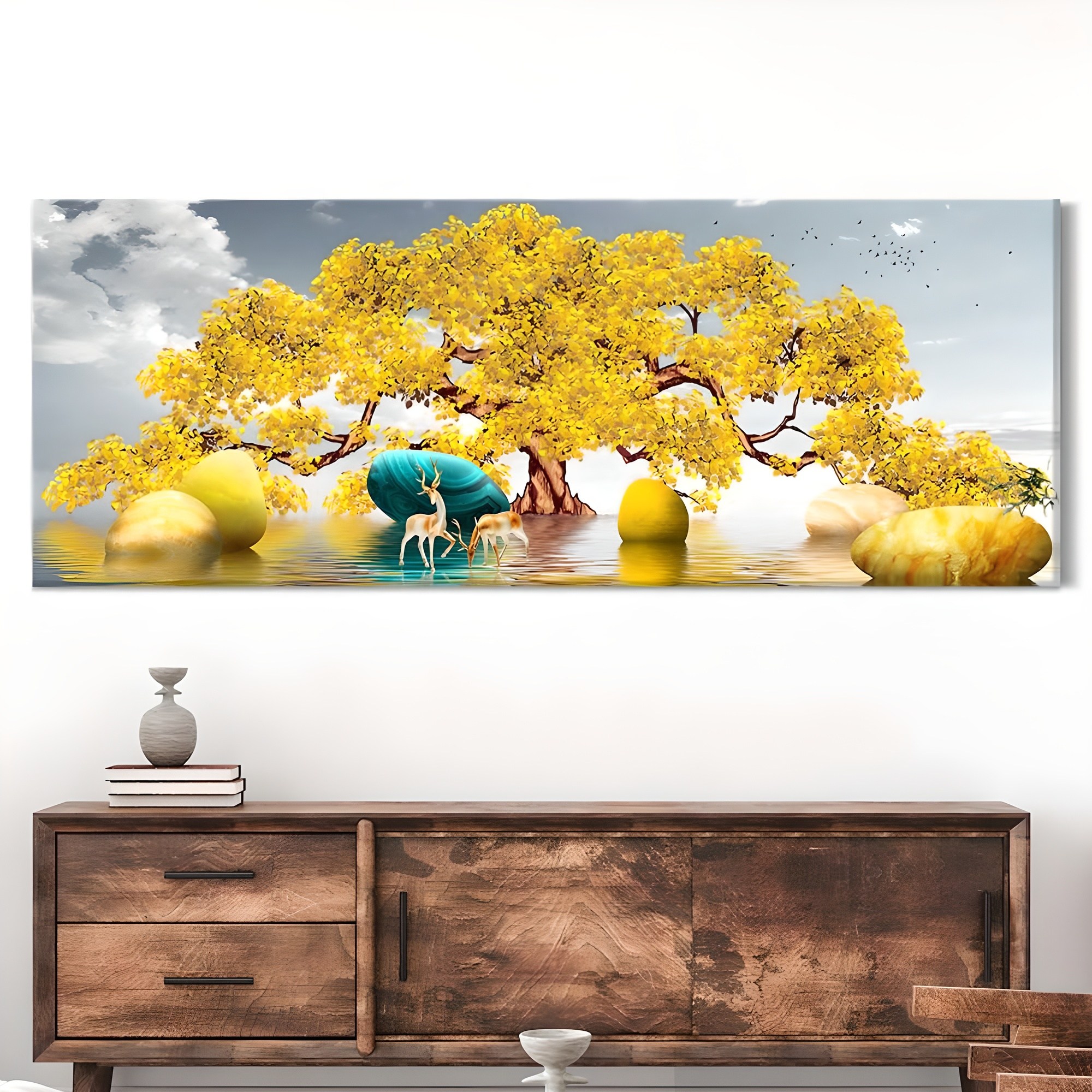 [인메이블] 돈들어오는 황금 돈나무 그림 거실 풍수 인테리어 대형 와이드 캔버스 액자 집들이 개업 선물 199,100원