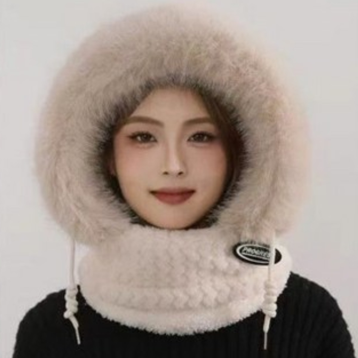 ROOICE 겨울 후드 넥워머 기모안감 마스크일체형 바라클라바, 베이지, 1개 14,900원