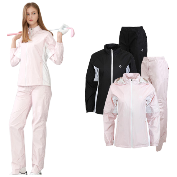 선덜랜드 여성 배색블럭 골프 레인웨어/비옷 상/하의세트 - 16252RW29, 핑크 149,000원