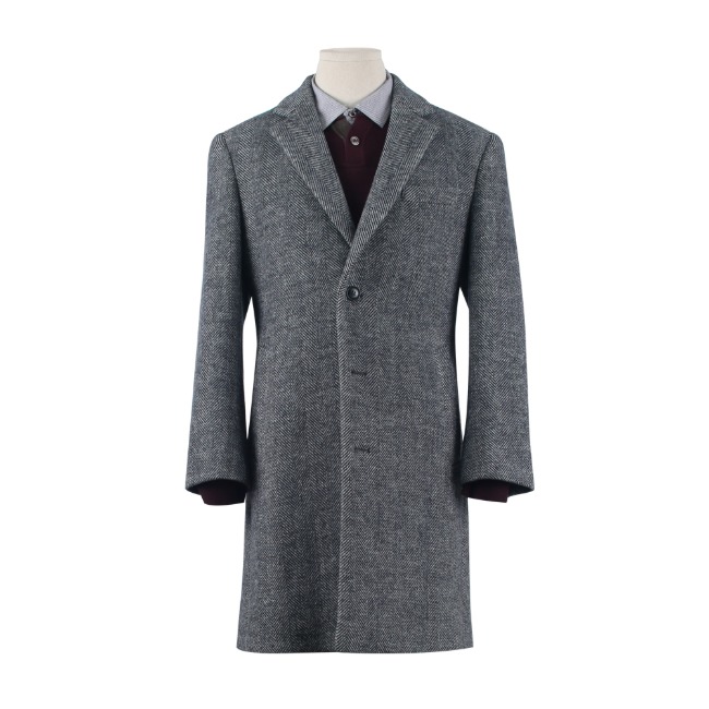 울 캐시미어 혼방 쓰리버튼 헤링본 그레이 롱코트 BLC415543 219,000원