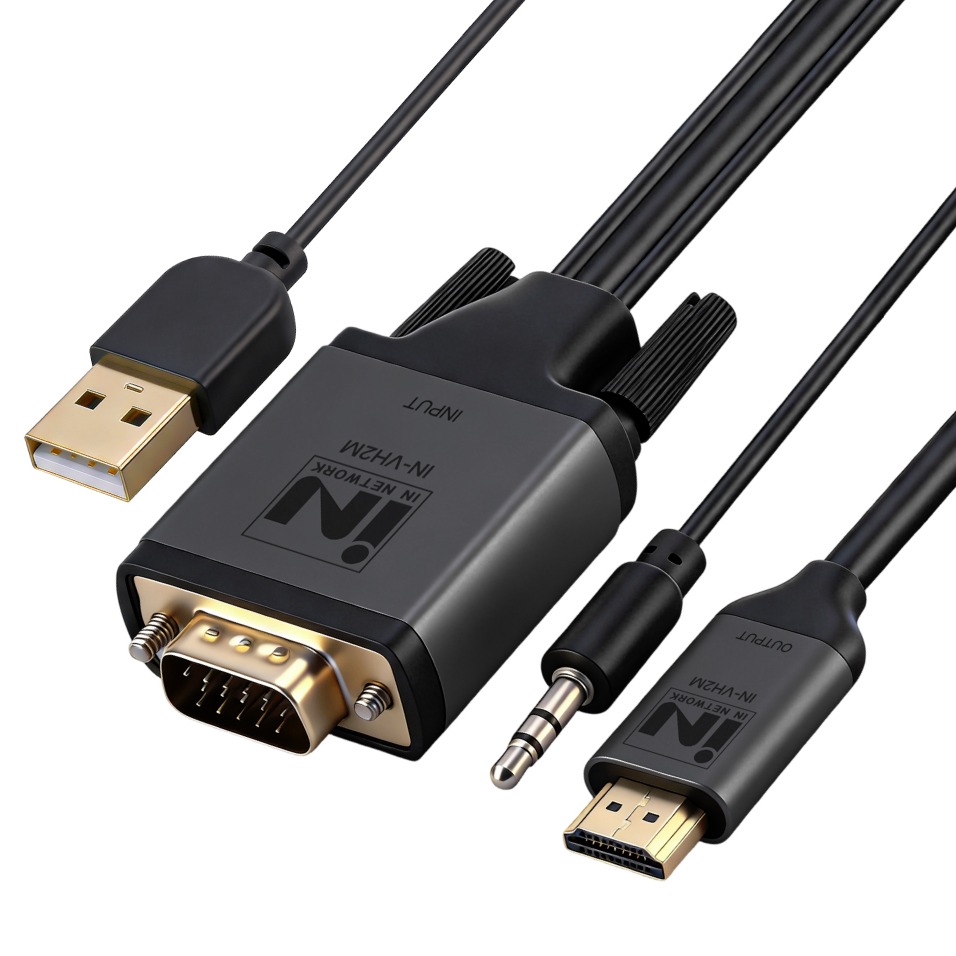 인네트워크 FHD지원 VGA RGB to HDMI 영상변환 컨버터 케이블 오디오 지원 IN-VH2M, IN-VH2M, 1개 9,950원