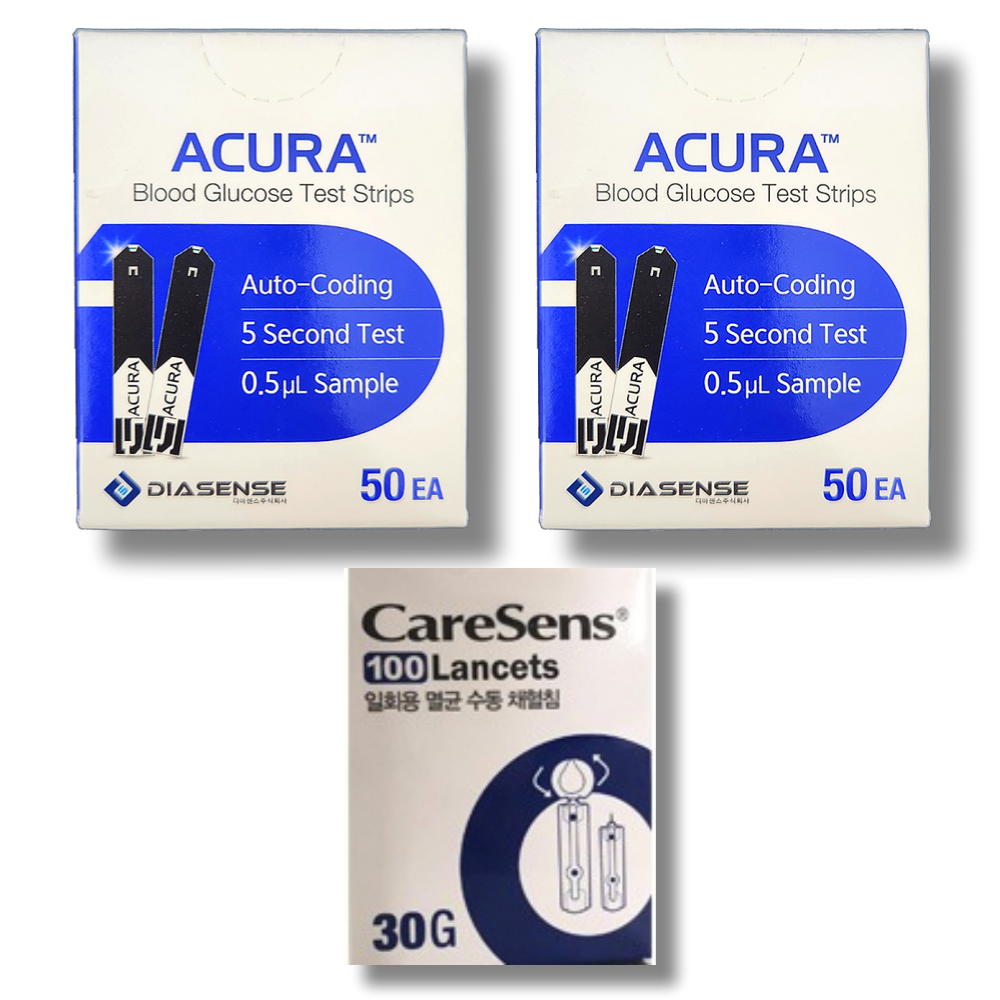 아큐라 시험지 100매 (옵션 추가 가능 침 100개, 솜 100매) Acura View 아큐라뷰 아큐라플러스 혈당 측정 검사지 당뇨 스트립 31,000원