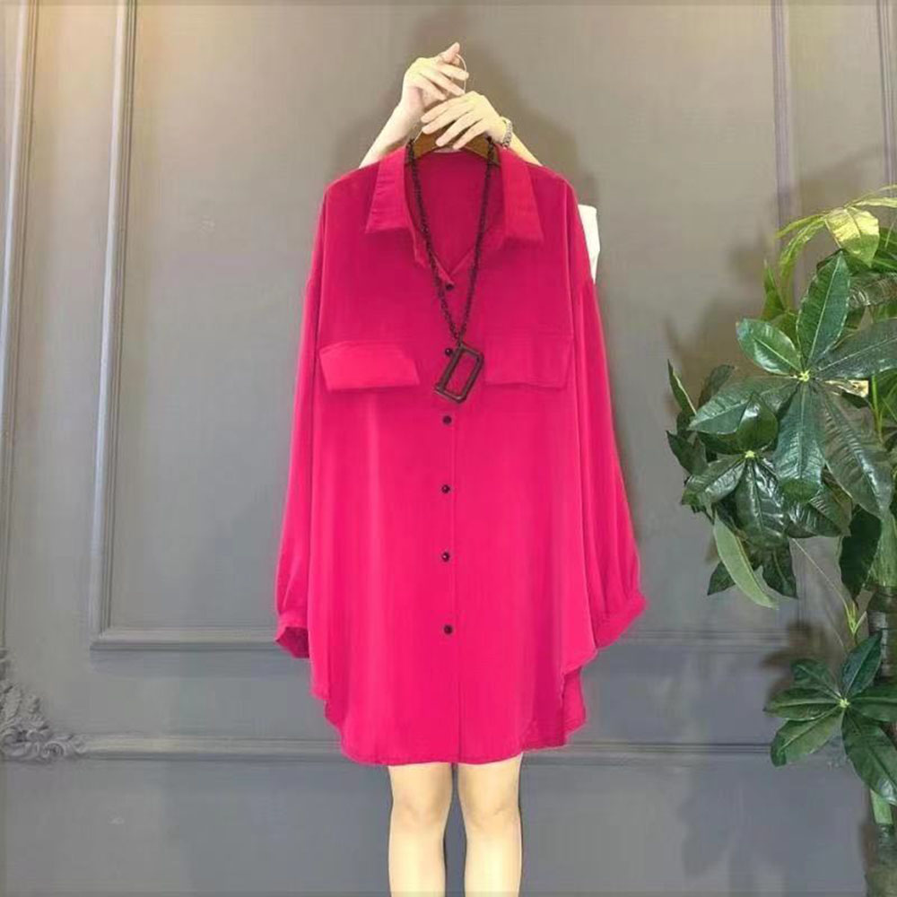 ROYALBELLE 여성용 쉬폰 가디건 세미오버핏 롱 셔츠 프린트 2컬러 V71102 17,300원