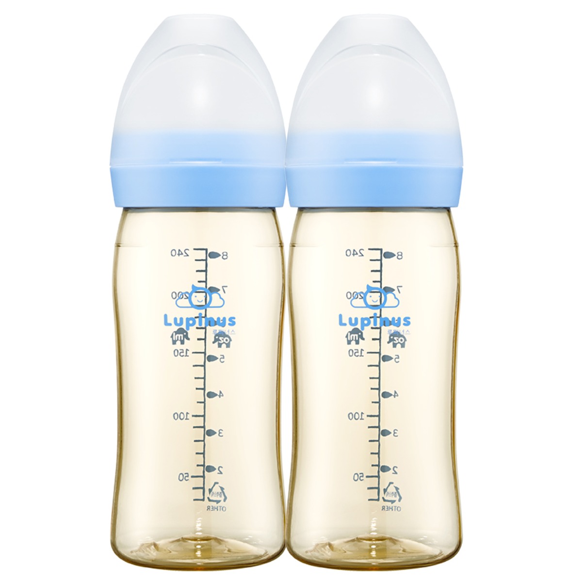 루피너스 PPSU 젖병 240ml 트윈팩 (스카이블루)/2개입 (더블하트 젖꼭지 호환), 240ml, 2개 16,900원