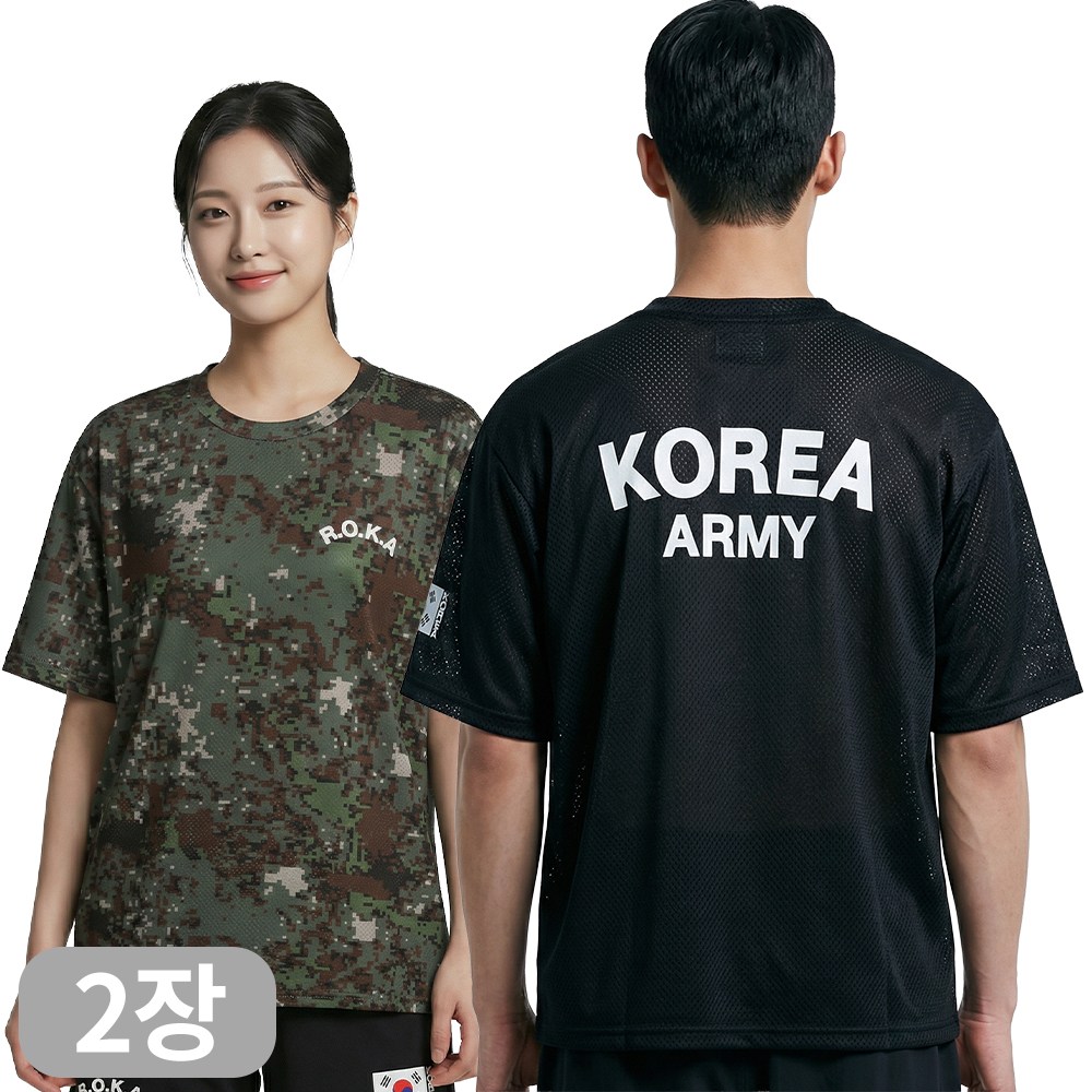 아소트 남녀공용 냉감 통기성 메쉬 로카티 코리아 아미 ROKA 반팔 티셔츠 2장세트 15,700원