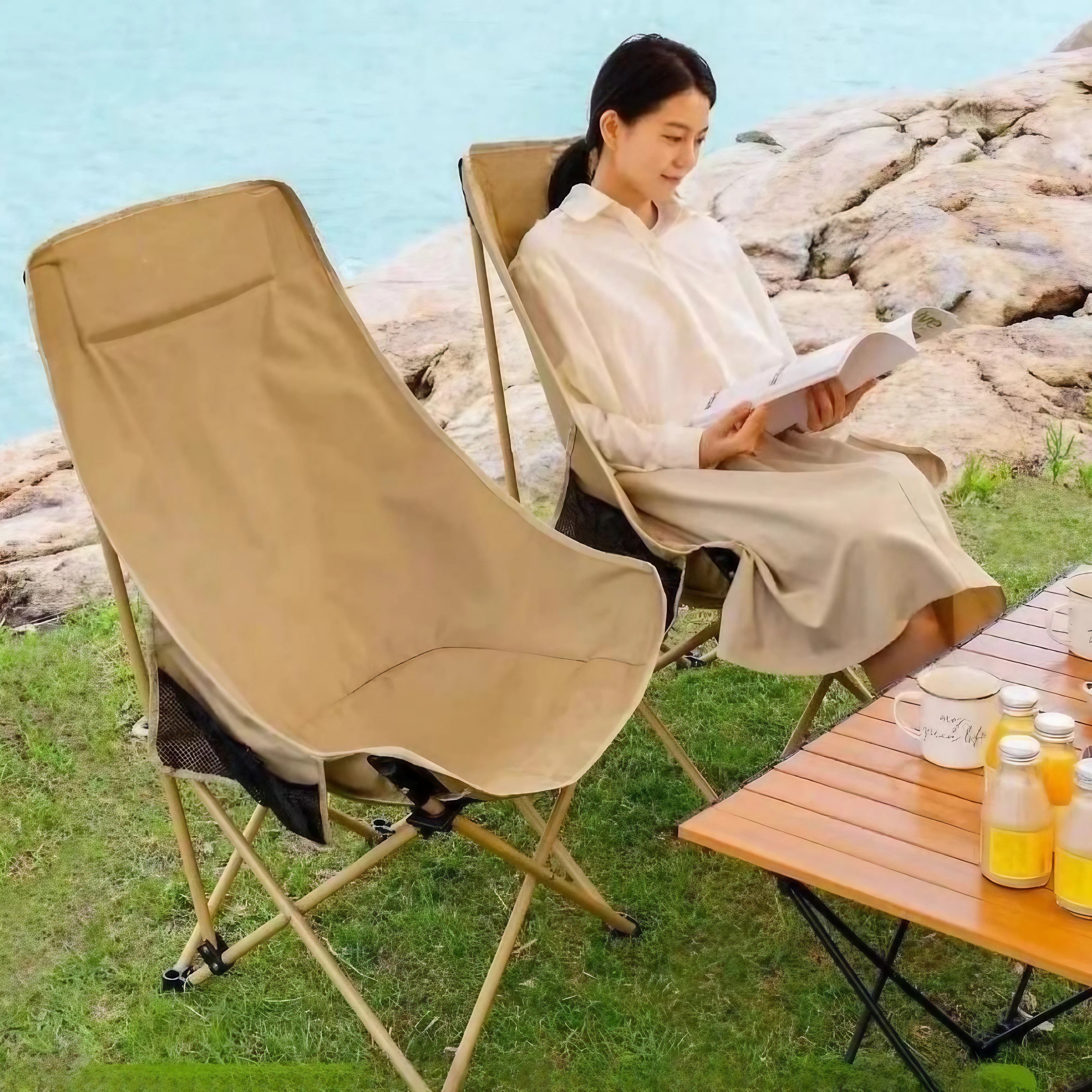 캠프텐버 아웃도어 릴렉스 접이식 캠핑 의자, 2개, 카키 37,250원